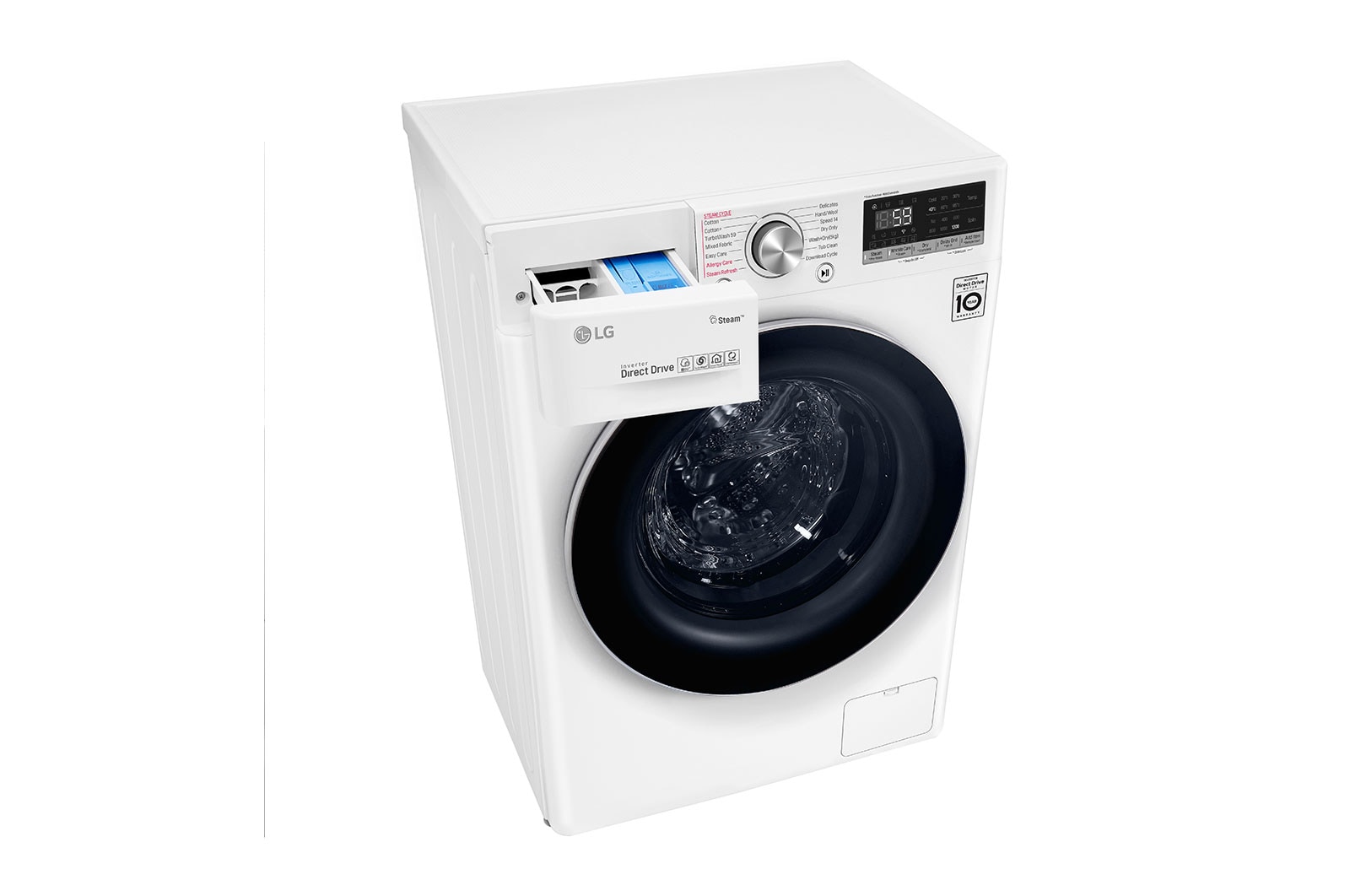 LG 8 kg Washer with 5kg Dryer Front Load washing Machine with AI DD™ (Intelligent Care with 18% More Fabric Protection) , Washer and Dryer in One, Steam,Bigger Capacity in Same Size,SmartThinQ™ (Wi-Fi), Tempered Glass Door, Stainless Lifter., WSV0805WH