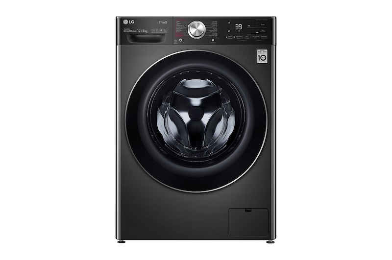 LG 12 kg Washer with 8 Kg Dryer, Front Load washing Machine with AI DD™ (Intelligent Care with 18% More Fabric Protection) ,Black Steel color, New Metal panel,Steam+ (Wrinkle & Allergy Care), Turbo Wash 360 (39 Min),ThinQ™ (Wi-Fi),, WSV1208BST