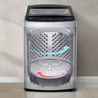 The drum inside the washing machine is showing how it is running