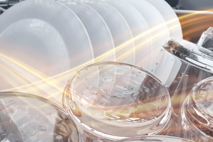 Hot air circulating inside a dishwasher	