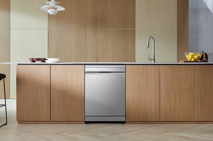 Free-standing LG dishwasher in a modern kitchen