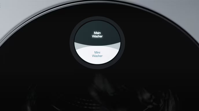 Close shot of GUI interface shows main wash and mini wash of LG SIGNATURE Washing Machine.