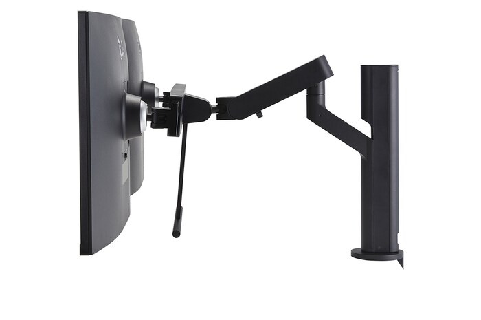 side view with monitor height adjusted downward