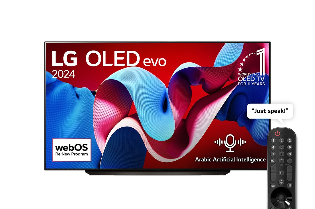 Front view with LG OLED evo TV