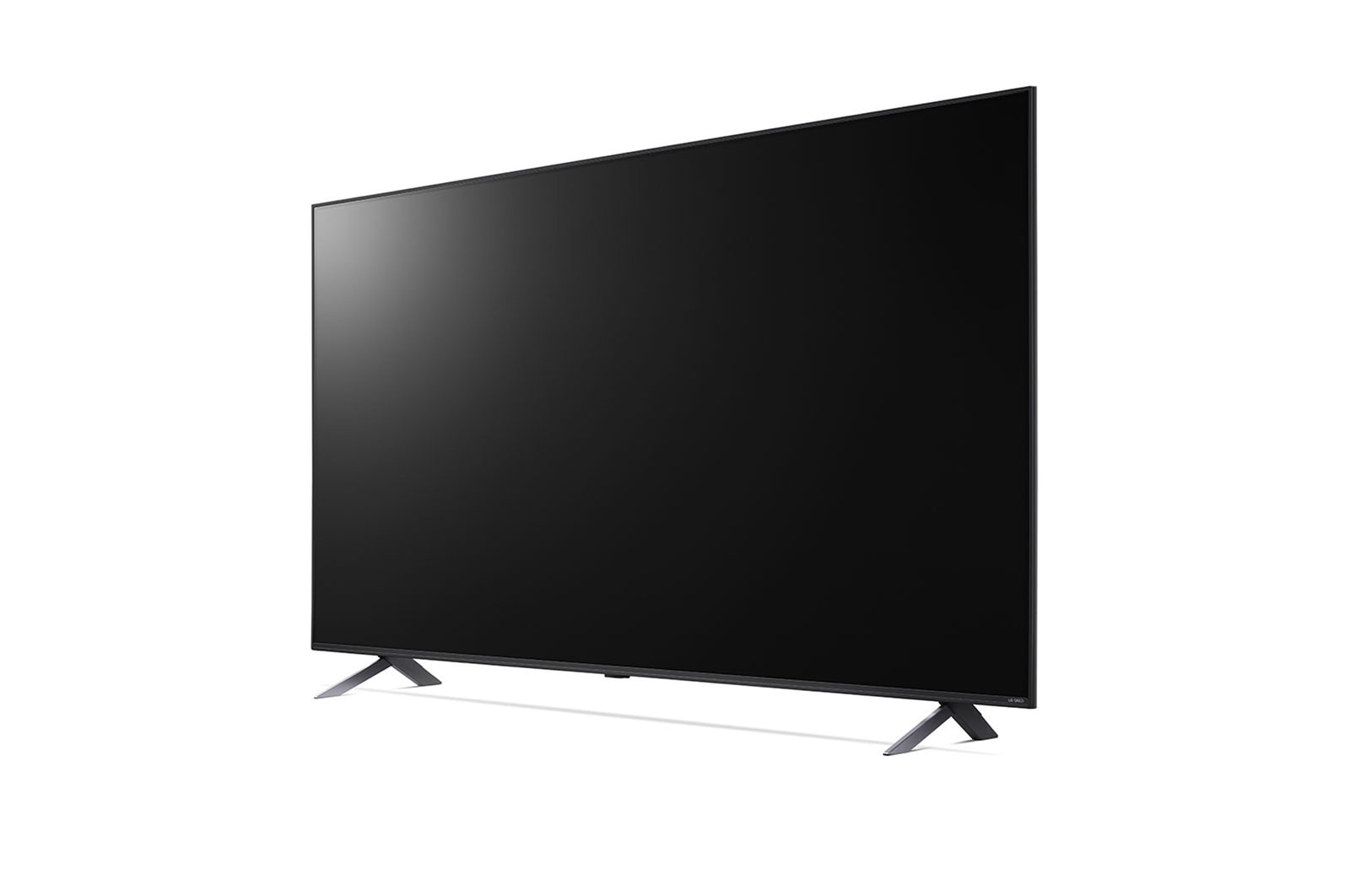 Slightly-angled left-facing side view of LG QNED TV