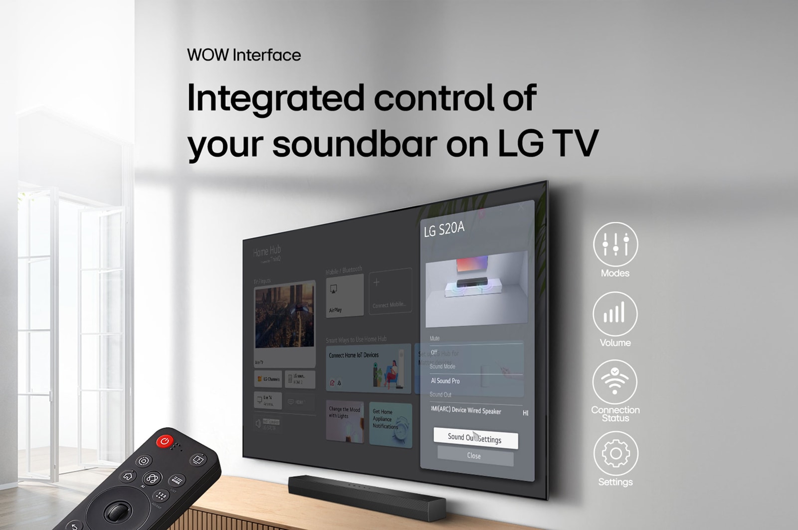 WOW Interface integrerad kontroll av din soundbar på LG TV