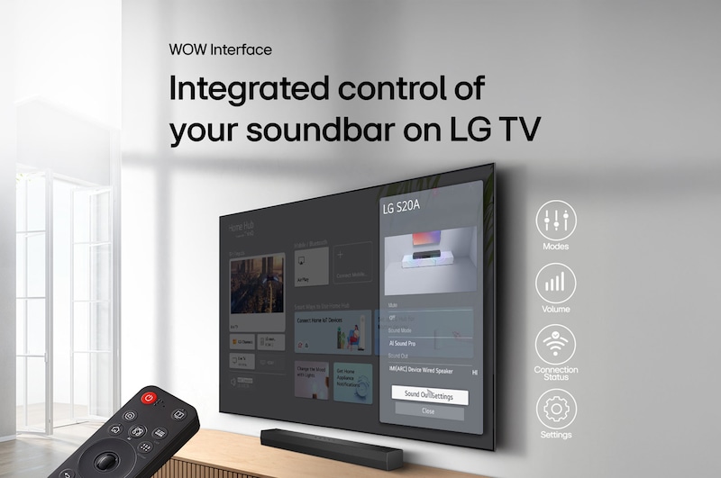 WOW Interface integrerad kontroll av din soundbar på LG TV