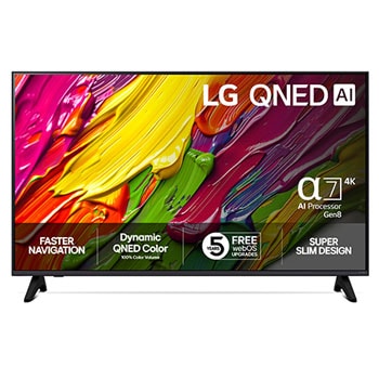 Vy framifrån av LG 43" QNED AI QNED70 4K Smart TV 2025 43QNED70A6A