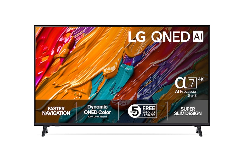 Vy framifrån av LG 55" QNED AI QNED7E 4K Smart TV 2025 55QNED7EA6B