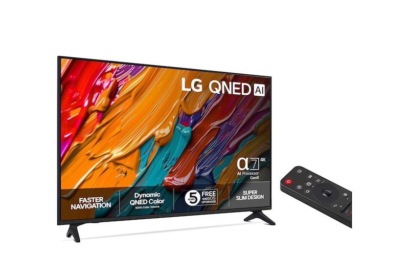 Vy bakifrån av LG QNED70 TV