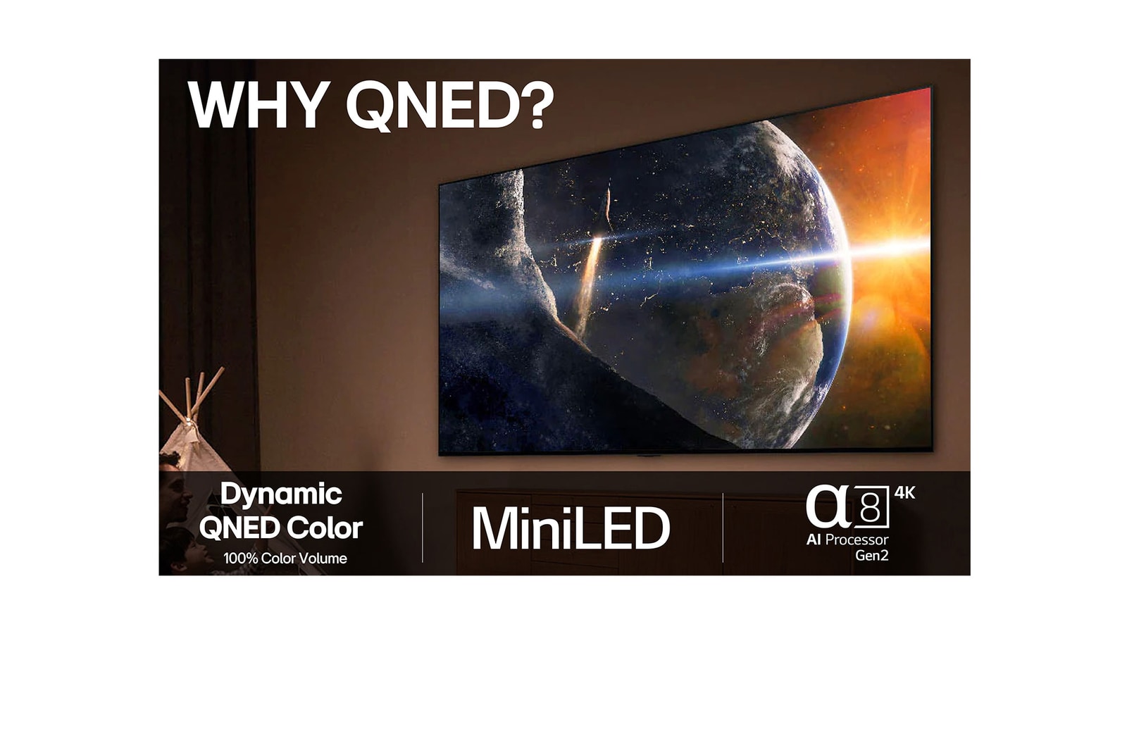 Stand view of LG QNED evo QNED85 TV