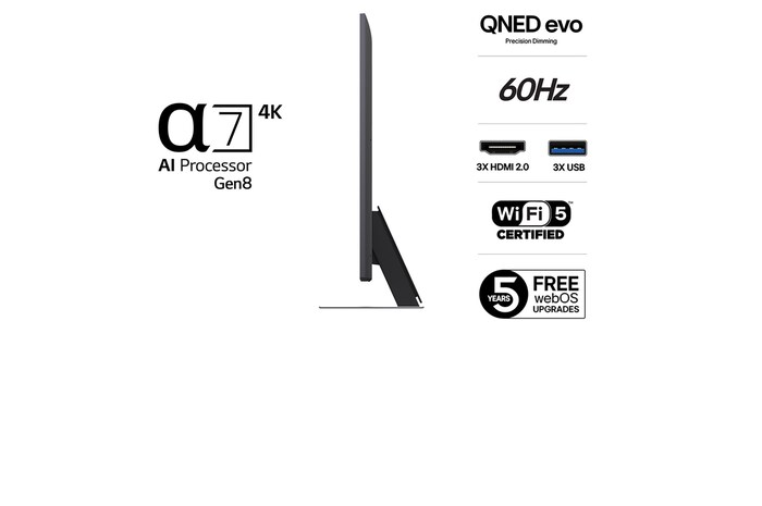 15 degree left view of LG QNED evo QNED85 TV