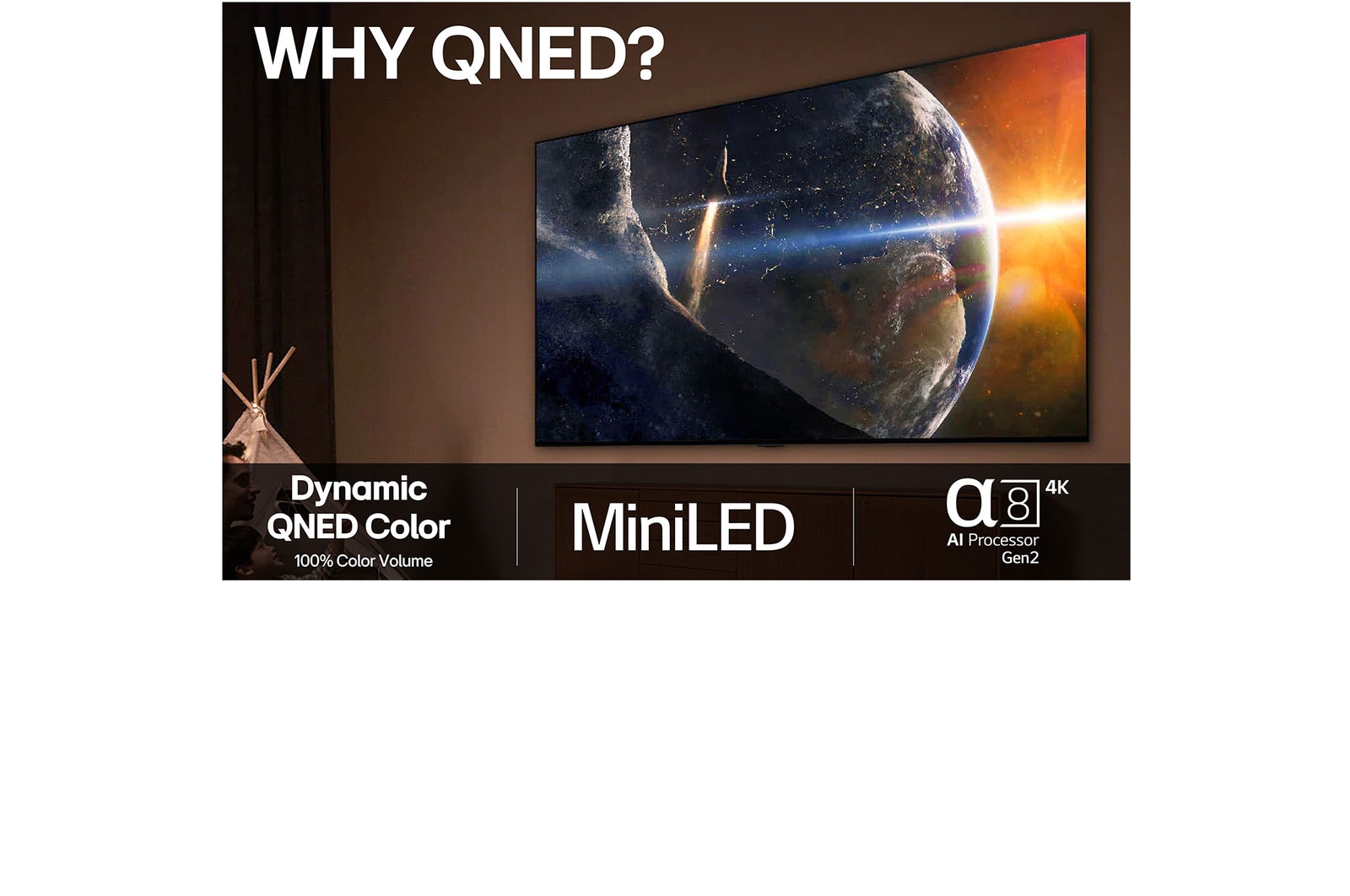 Stand view of LG QNED evo QNED85 TV