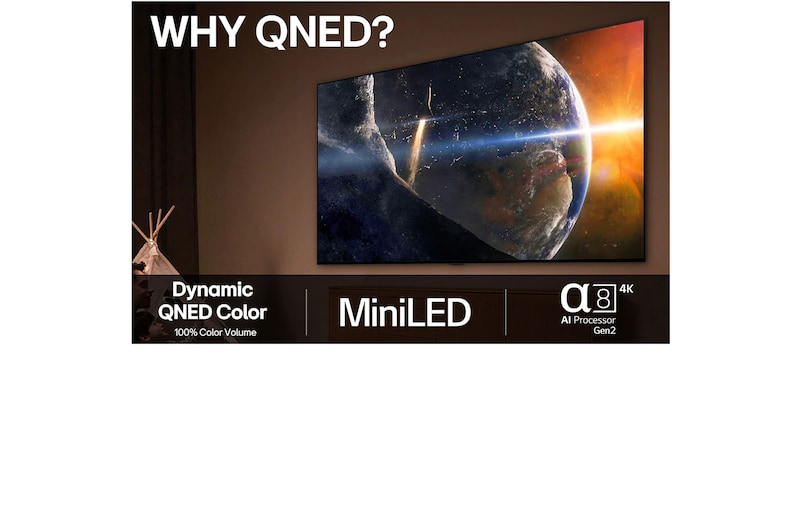 Stand view of LG QNED evo QNED85 TV