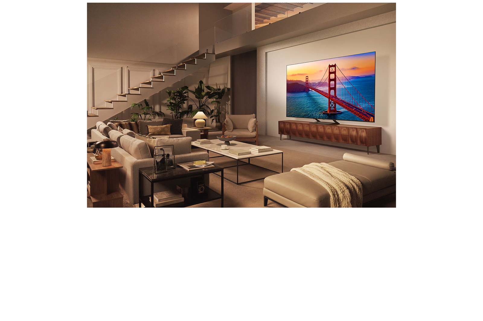 Top perspective view of LG QNED evo QNED85 TV