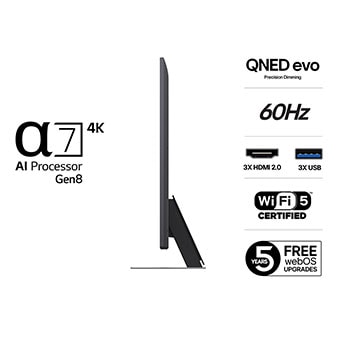15 degree left view of LG QNED evo QNED85 TV