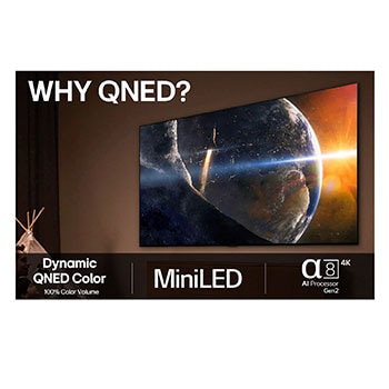 Stand view of LG QNED evo QNED85 TV