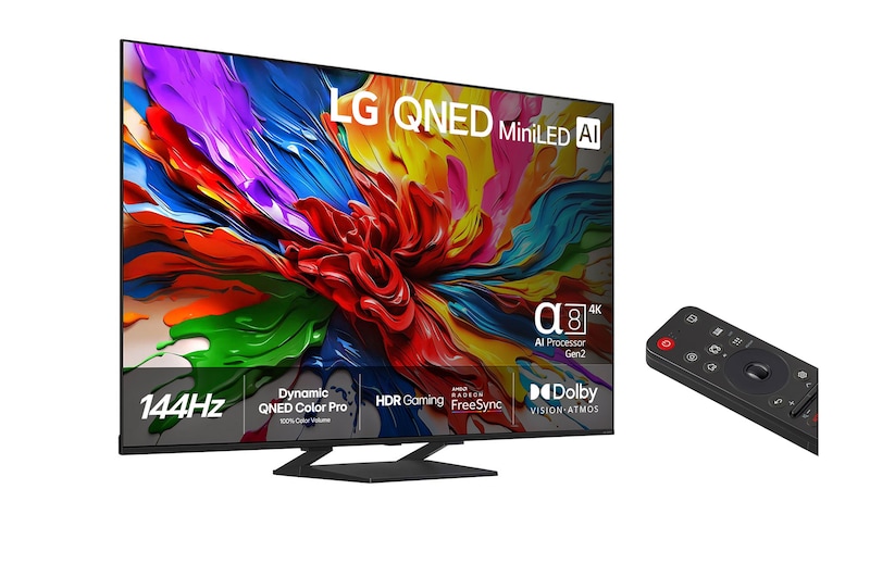 Vy bakifrån av LG QNED evo QNED93 TV.