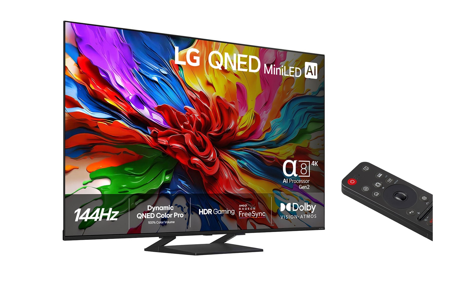 Vy bakifrån av LG QNED evo QNED93 TV.