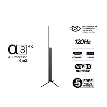 Vy bakifrån av LG OLED AI B5 4K Smart TV.
