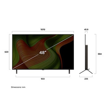 Sidovy av LG OLED AI B5 4K Smart TV.