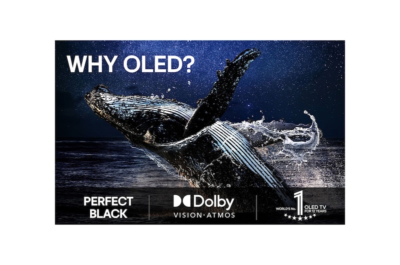 Vid utsikt över ett lyxigt vardagsrum i dämpade jordfärger. På väggen syns en LG OLED AI B5 4K Smart TV med ett konstverk på skärmen. En LG Soundbar är monterad under den. 