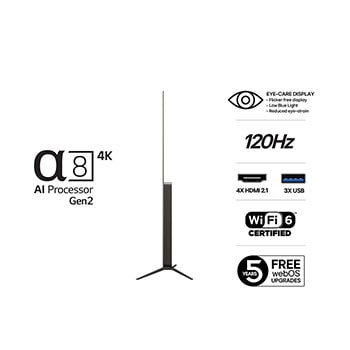 Vy bakifrån av LG OLED AI B5 4K Smart TV.