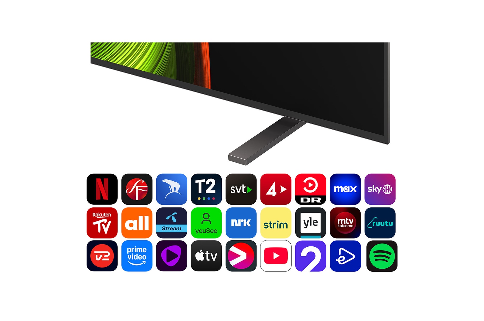 alpha 8 AI Processor Gen2 lyser orange och rosa, och färgglada ljusbultar skjuter ut från den. Titeln talar om hur processorn levererar 4K-kvalitet, fantastisk färg och ljusstyrka. Bildtexten lyder ”Ungefär 1,7 gånger högre NPU för AI Neural Processing och 1,4 gånger snabbare CPU”.