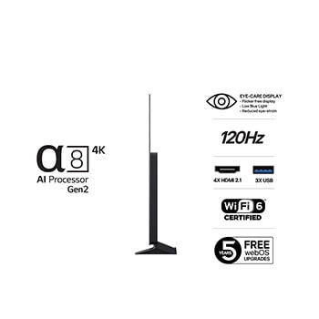 Sidovy av LG OLED AI B5 4K Smart TV.