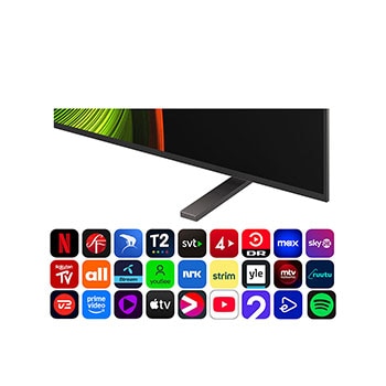 alpha 8 AI Processor Gen2 lyser orange och rosa, och färgglada ljusbultar skjuter ut från den. Titeln talar om hur processorn levererar 4K-kvalitet, fantastisk färg och ljusstyrka. Bildtexten lyder ”Ungefär 1,7 gånger högre NPU för AI Neural Processing och 1,4 gånger snabbare CPU”.
