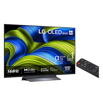 Något vinklad vy av LG OLED evo AI C5 4K Smart TV.