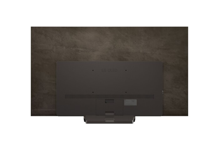 Front view and side view of LG OLED evo AI C5E 4K Smart TV showing its length, width, height, and depth dimensions.