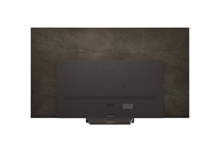 Front view and side view of LG OLED evo AI C5E 4K Smart TV showing its length, width, height, and depth dimensions.