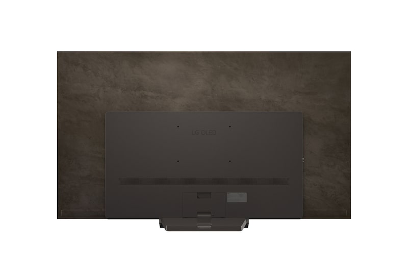 Front view and side view of LG OLED evo AI C5E 4K Smart TV showing its length, width, height, and depth dimensions.