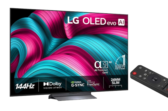 Vy bakifrån av LG OLED AI B5 4K Smart TV.