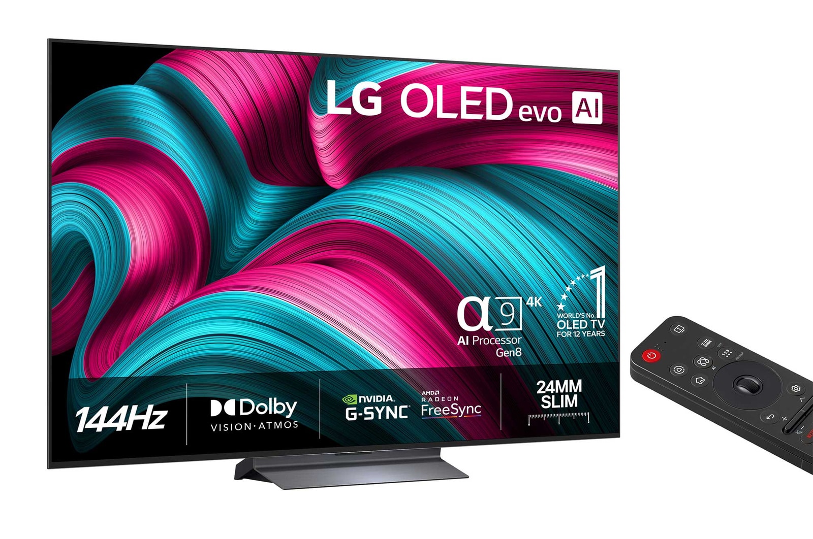 Vy bakifrån av LG OLED AI B5 4K Smart TV.