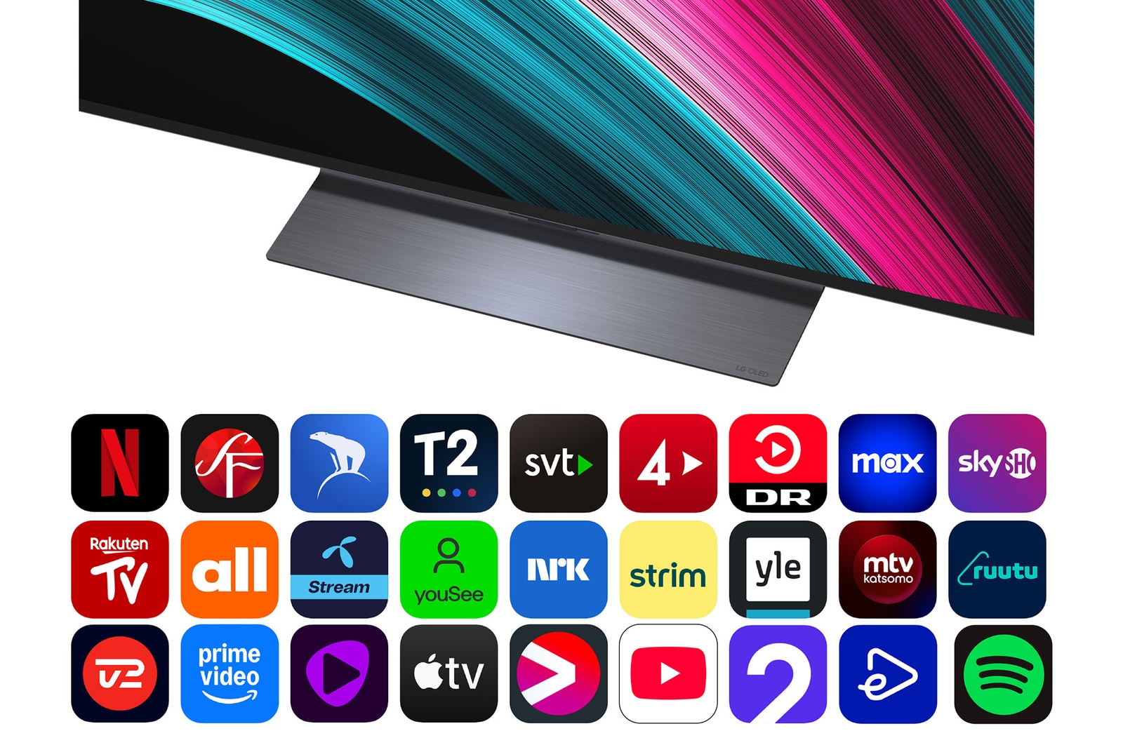 alpha 8 AI Processor Gen2 lyser orange och rosa, och färgglada ljusbultar skjuter ut från den. Titeln talar om hur processorn levererar 4K-kvalitet, fantastisk färg och ljusstyrka. Bildtexten lyder ”Ungefär 1,7 gånger högre NPU för AI Neural Processing och 1,4 gånger snabbare CPU”.