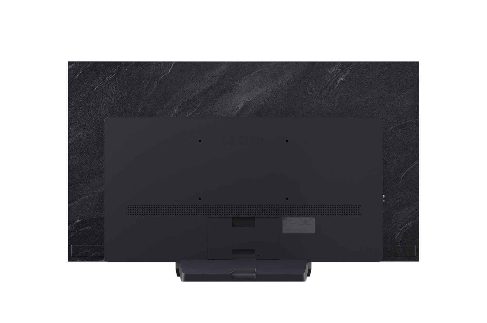 LG OLED TV som visar en visuell jämförelse mellan en skärm med Perfect Color och Perfect Black och en utan. UL- och eyesafe-certifieringar visas med text som uppmanar att kontrollera märkena.