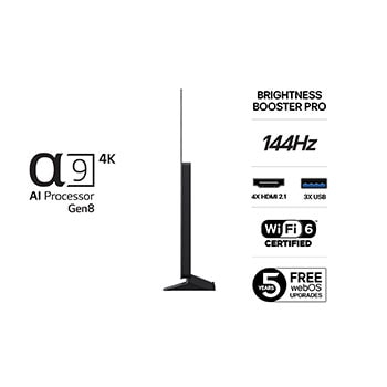 Sidovy av LG OLED AI B5 4K Smart TV.