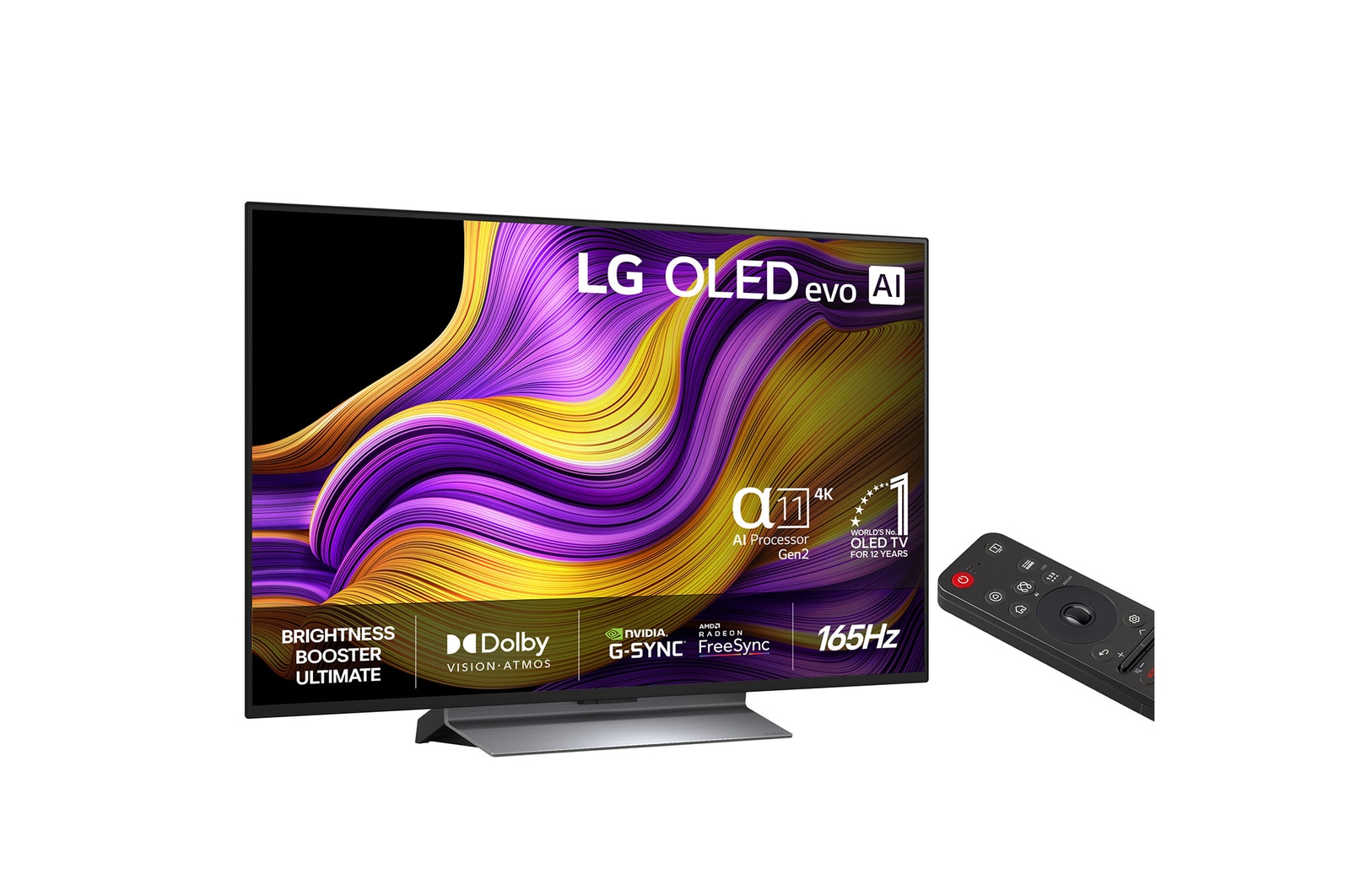 Vy från vänster av LG OLED evo AI G5 4K Smart TV.