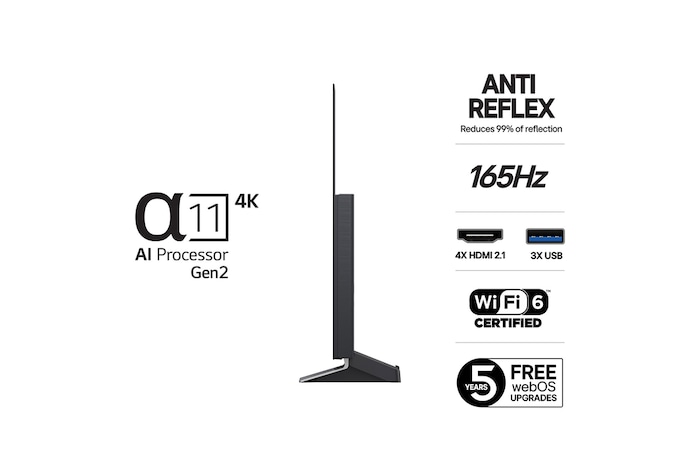 Vy bakifrån av LG OLED evo AI G5 4K Smart TV.