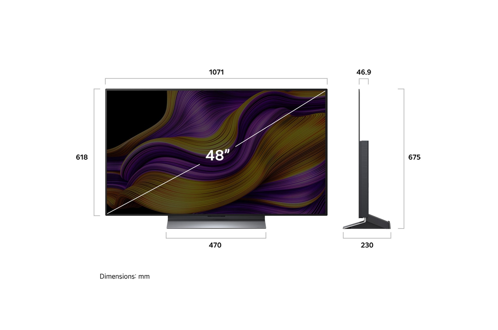 Sidovy av LG OLED evo AI G5 4K Smart TV.