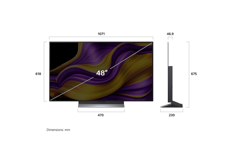 Sidovy av LG OLED evo AI G5 4K Smart TV.