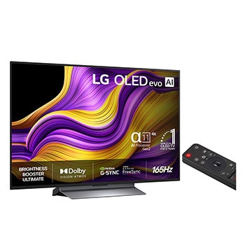 Vy från vänster av LG OLED evo AI G5 4K Smart TV.