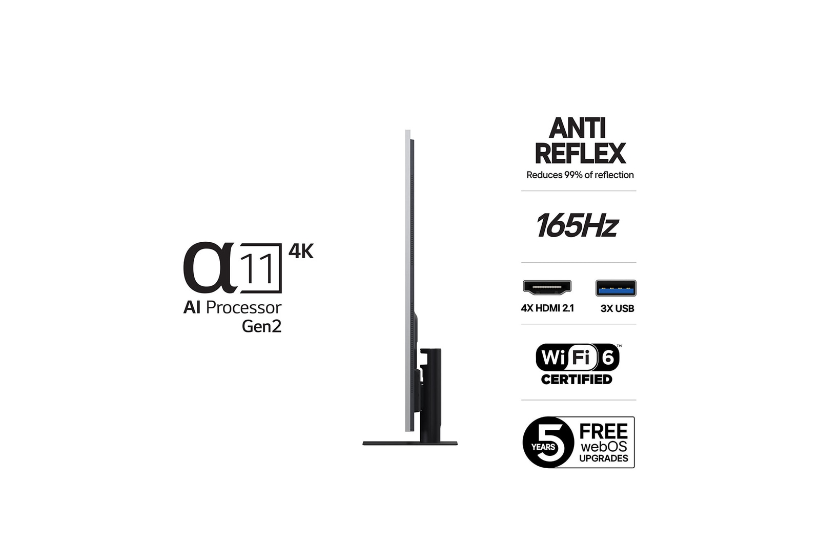 Vy bakifrån av LG OLED evo AI G5 4K Smart TV.