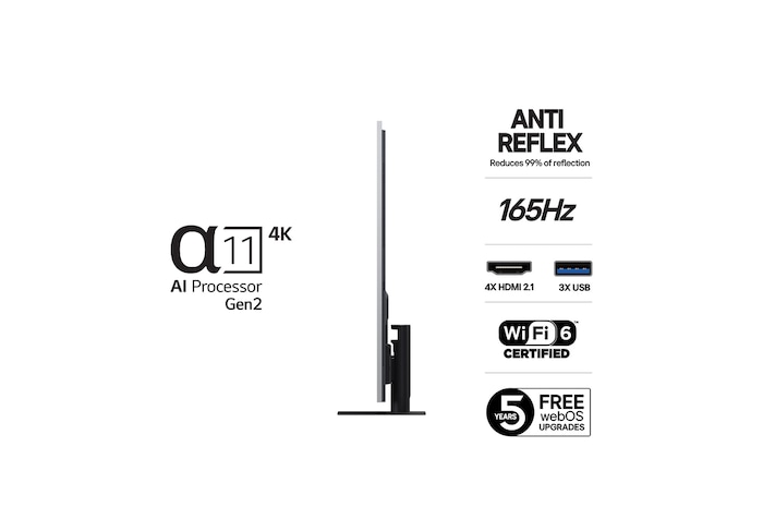 Vy bakifrån av LG OLED evo AI G5 4K Smart TV.