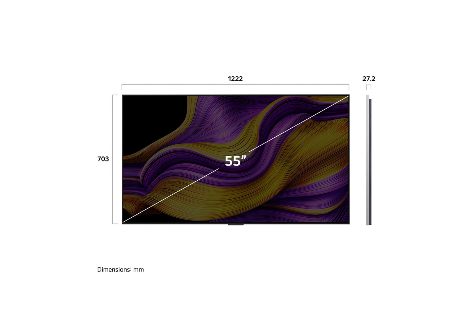 Sidovy av LG OLED evo AI G5 4K Smart TV.
