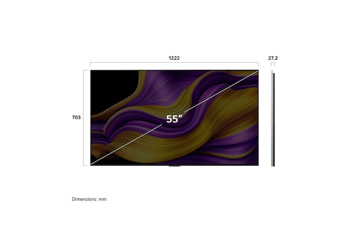 Sidovy av LG OLED evo AI G5 4K Smart TV.