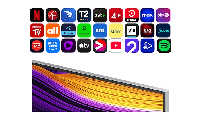 Vy framifrån och från sidan av LG OLED evo AI G5 4K Smart TV som visar dess längd, bredd, höjd och djupdimensioner.