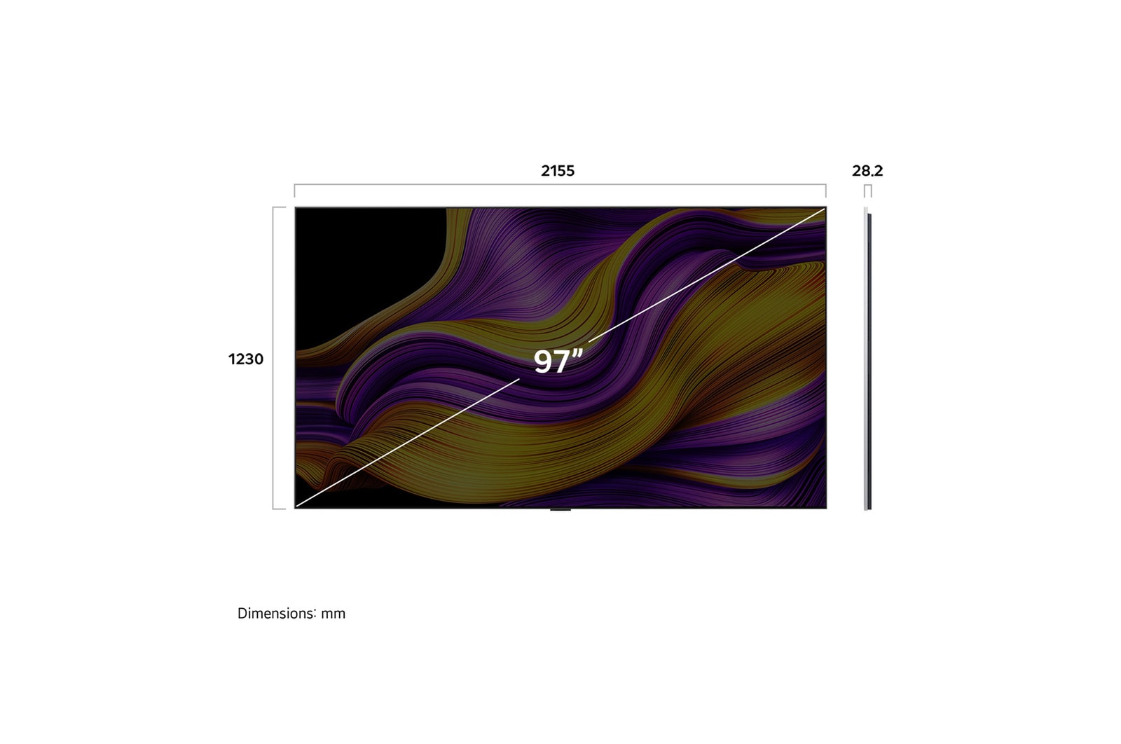 Sidovy av LG OLED evo AI G5 4K Smart TV.